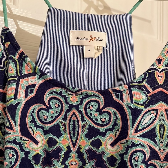 Anthropologie Meadow Rue Blue/Pink/Turquoise Ruffle Tank Too - Picture 2 of 3